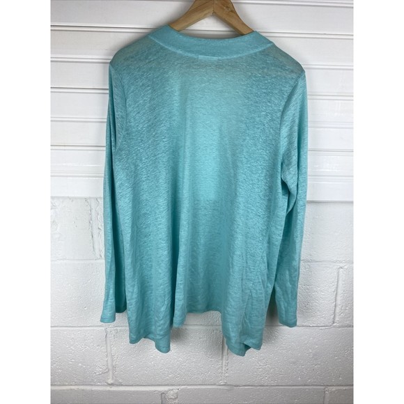 J. Jill Love Linen Cardigan Sweater Womens Medium P teal Knit cardigan - Picture 6 of 7